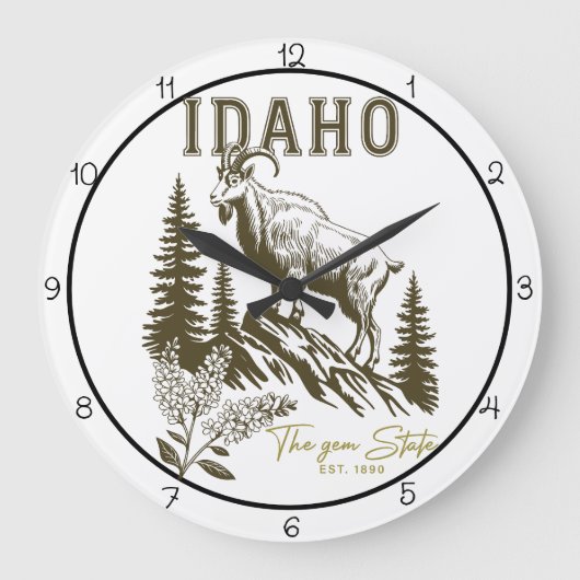 Idaho Gem State Mountain Goat Große Wanduhr (Vorderseite)