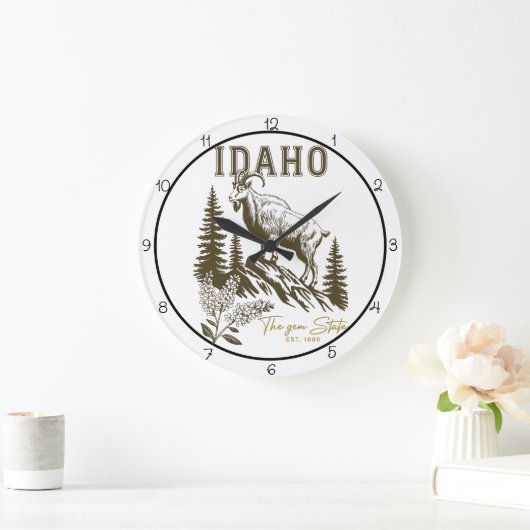 Idaho Gem State Schneeziege Große Wanduhr (Zuhause)