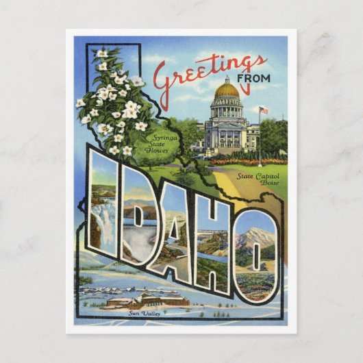 Idaho Grußworte von US-Staaten Postkarte (Vorderseite)