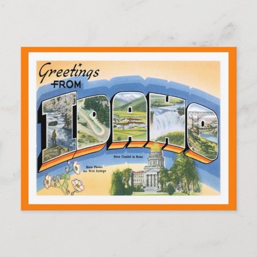 Idaho Grußworte von US-Staaten Postkarte (Vorderseite)