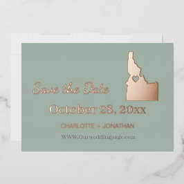 Idaho Hochzeit speichern Datum Rose Gold Folieneinladung