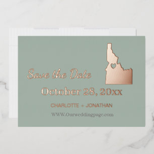 Idaho Hochzeit speichern Datum Rose Gold Folieneinladung