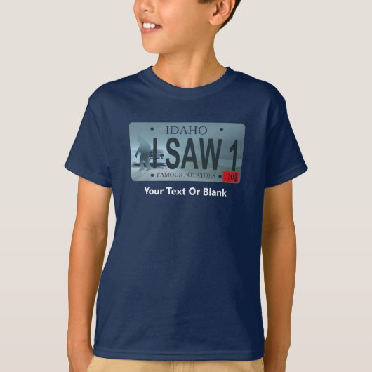 Idaho "I Saw 1" Sasquatch License Plate T-Shirt (Vorderseite)