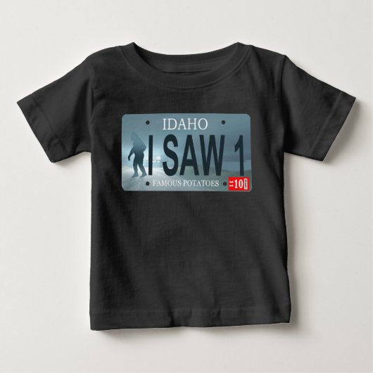 Idaho "I Saw 1" Sasquatch Lizenzschild Baby T-shirt (Vorderseite)