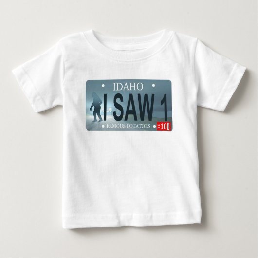 Idaho "I Saw 1" Sasquatch Lizenzschild Baby T-shirt (Vorderseite)
