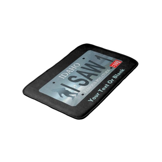 Idaho "I Saw 1" Sasquatch Lizenzschild Badematte (Schrägansicht)