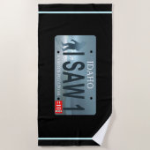 Idaho "I Saw 1" Sasquatch Lizenzschild Strandtuch (Vorderseite)