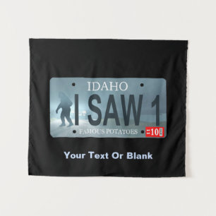 Idaho "I Saw 1" Sasquatch Lizenzschild Wandteppich