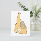 Idaho ID Map & Idaho Potato Spud Cartoon Motto Postkarte (Stehend Vorderseite)