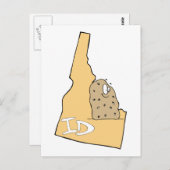 Idaho ID Map & Idaho Potato Spud Cartoon Motto Postkarte (Vorne/Hinten)