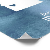 Idaho Karte Blaue Wasserfarbe Personalisierte Kuns Poster (Ecke)