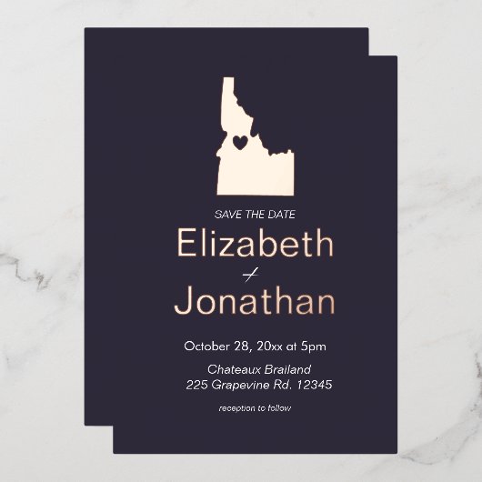 Idaho Karte Hochzeit in Urlaubsort Save the Date R (Vorderseite/Rückseite)