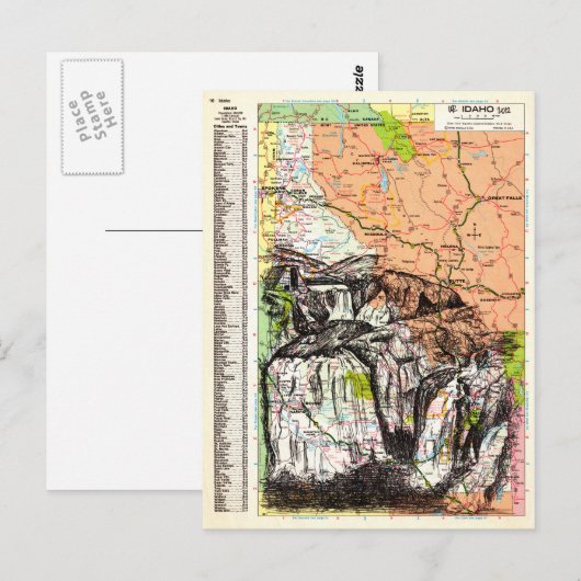 Idaho Karte Kunst (Vorne/Hinten)