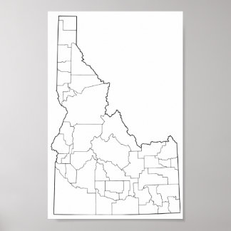 Idaho Landkreises Leere Kontur Karte Poster