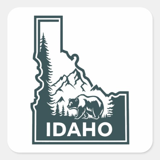 Idaho Map Bear Quadratischer Aufkleber (Vorderseite)