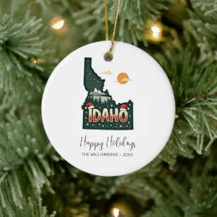 Idaho Map Happy Holidays Foto Keramik Ornament