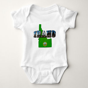 Idaho Map, Seal and Picture Text Baby Strampler
