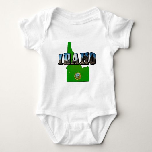 Idaho Map, Seal and Picture Text Baby Strampler (Vorderseite)