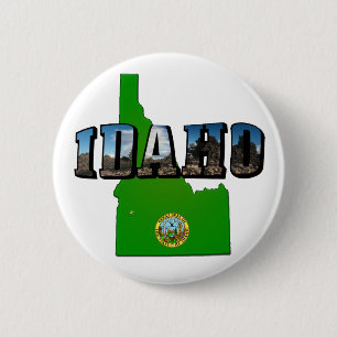 Idaho Map, Seal and Picture Text Button