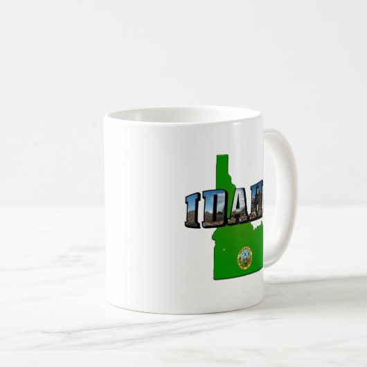 Idaho Map, Seal and Picture Text Kaffeetasse (VorderseiteRechts)