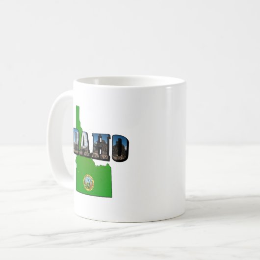 Idaho Map, Seal and Picture Text Kaffeetasse (Vorderseite Links)