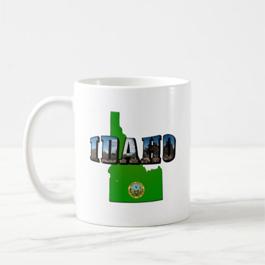 Idaho Map, Seal and Picture Text Kaffeetasse (Links)