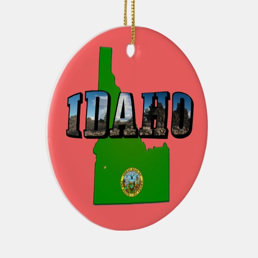 Idaho Map, Seal and Picture Text Keramik Ornament (Rechts)