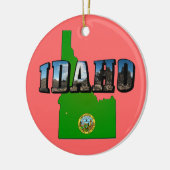 Idaho Map, Seal and Picture Text Keramik Ornament (Links)