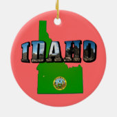 Idaho Map, Seal and Picture Text Keramik Ornament (Hinten)