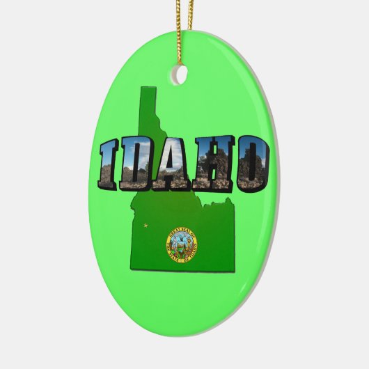 Idaho Map, Seal and Picture Text Keramik Ornament (Links)