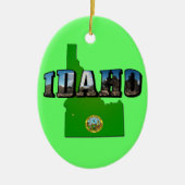 Idaho Map, Seal and Picture Text Keramik Ornament (Vorne)