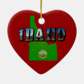 Idaho Map, Seal and Picture Text Keramikornament (Hinten)