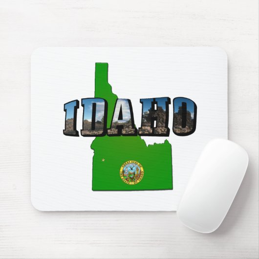 Idaho Map, Seal and Picture Text Mousepad (Mit Mouse)