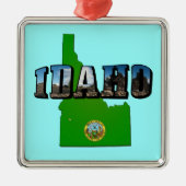 Idaho Map, Seal and Picture Text Ornament Aus Metall (Vorne)