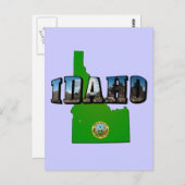 Idaho Map, Seal and Picture Text Postkarte (Vorne/Hinten)