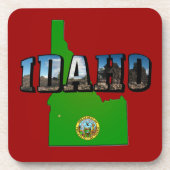 Idaho Map, Seal and Picture Text Untersetzer (Vorderseite)