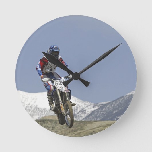 Idaho, Motocross Racing, Motorcycle Racing Runde Wanduhr (Vorderseite)
