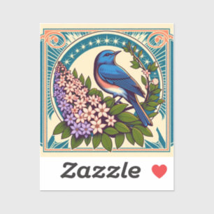 Idaho Mountain Bluebird und die Syringa-Blume Aufkleber
