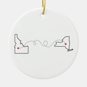 Idaho nach New York - Heart2Heart Keramik Ornament