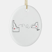 Idaho nach New York - Herz2Herz Keramik Ornament (Rechts)