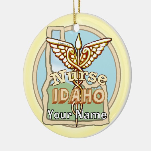 Idaho Nurse Caduceus Keramik Ornament (Links)