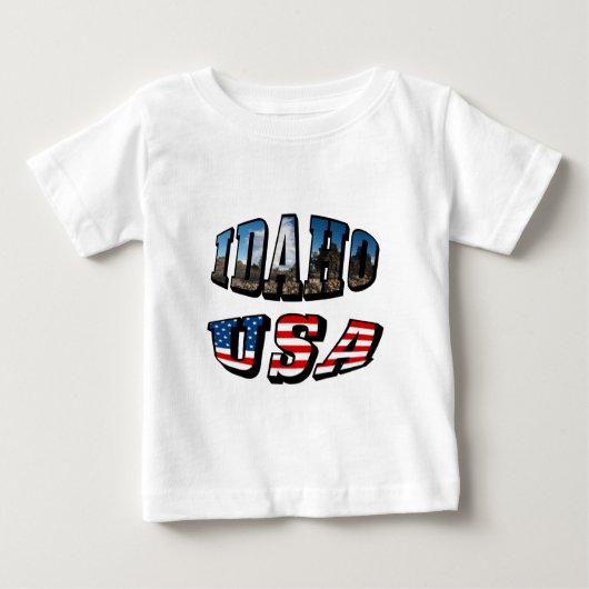 Idaho Picture Staat and Flag USA Text Baby T-shirt (Vorderseite)