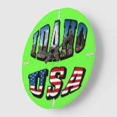 Idaho Picture Staat and Flag USA Text Große Wanduhr (Winkel)