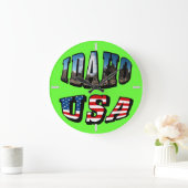 Idaho Picture Staat and Flag USA Text Große Wanduhr (Zuhause)