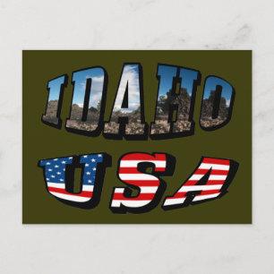 Idaho Picture Staat and Flag USA Text Postkarte