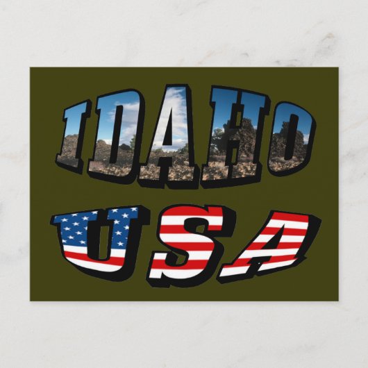 Idaho Picture Staat and Flag USA Text Postkarte (Vorderseite)
