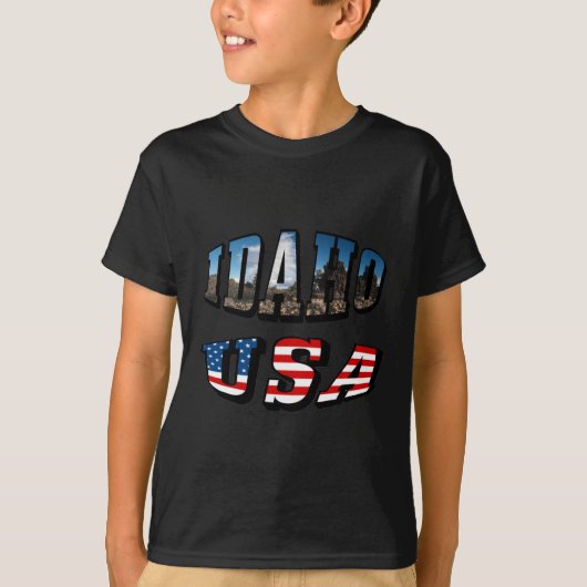 Idaho Picture Staat and Flag USA Text T-Shirt (Vorderseite)