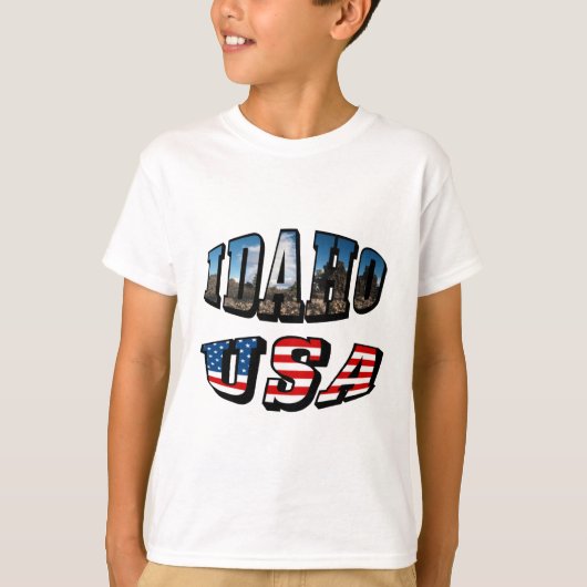 Idaho Picture Staat and Flag USA Text T-Shirt (Vorderseite)