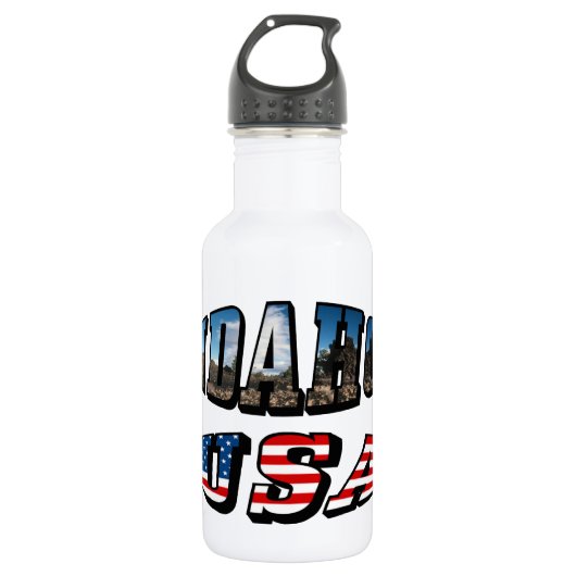 Idaho Picture Staat and Flag USA Text Trinkflasche (Vorderseite)