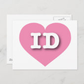 Idaho Pink Heart - I Liebe ID Postkarte (Vorne/Hinten)